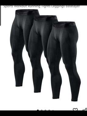 Tesla Men's Black Compression Base Layer Leggings - 3 Pack
